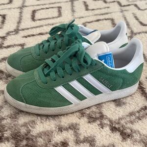 adidas Kids Gazelle Green and White Shoes